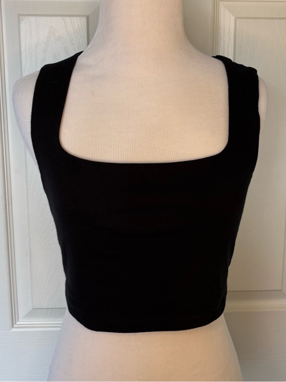 wild fable Black Square-Neck Crop Tank